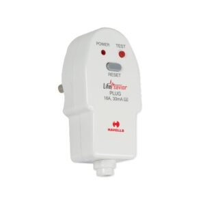 Havells Plastic 16A 30mA PRCD Plug Top, Equipped with a Safety Shutter Socket Along with An Auto Trip Feature Which Shuts Off if Detects Any Current Leakage, Backup Protection for Overload 6IEC 61540