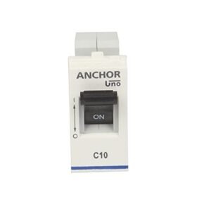 Anchor by Panasonic UNO Mini Penta Modular 10 Amp Single Pole C Curve MCB | Single Pole 10A MCB (65981)