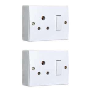 Anchor by Panasonic Penta 6A Deluxe 2 in 1 Combined Unit with Switch, Socket and Box, 2-in-1 Unit with Box ??? 4 Fixing Holes, ISI Marked, White (38842-2)