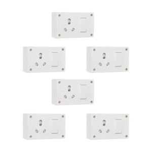 Anchor by Panasonic Penta 6A/16A Combined Unit with Box & 4 Fixing Holes for Heavy Appliancs, White Finish (14310-6)