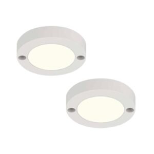 Panasonic 3W LED Mini Modular Surface Downlighter, 3W Round LED Cabinet Light, 2kV Surge Protection, Life 15000 BH, Mini Cabinet Light, Warm White 3000K (PDLM28033R1-2)