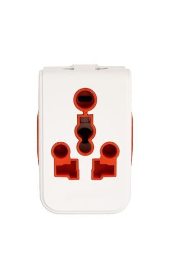 Cona Smyle Hugo 5050 6A to 16A Multi Plug Adapter | Universal 3-Pin Plug | Safe & Durable | White and Red - Image 2