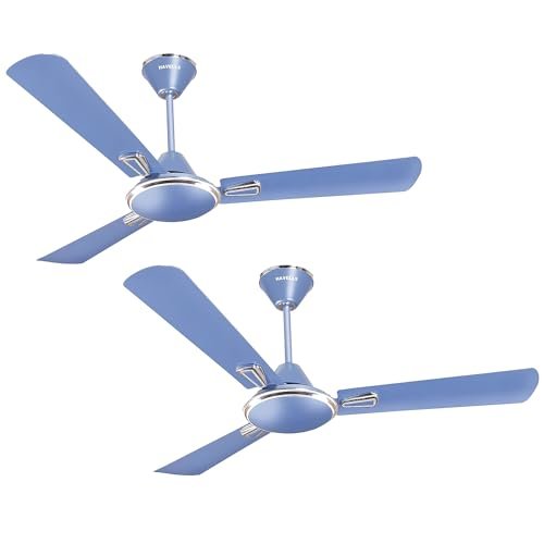 Havells 1200mm Festiva ES Ceiling Fan | Premium Finish, Decorative Fan, Elegant Looks, High Air Delivery, Energy Saving, 100% Pure Copper Motor | 2 Year Warranty | (Pack of 2, Ocean Blue)