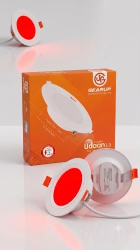 GearUp 7W LED Downlight | RED | Built-in 4kV Surge Protection | Energy Efficient Ceiling Recessed Light for Home & Office (Pack of 10) - Image 3