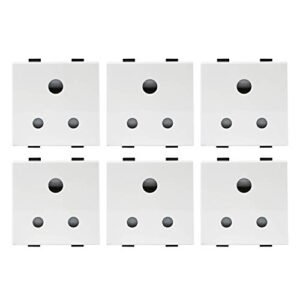 Anchor by Panasonic Roma Plus Modular Polycarbonate 2m 6A 3 Pin Round Socket (White, Pack of 6)