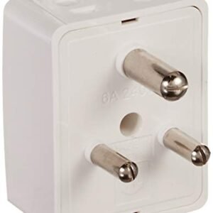 Anchor by Panasonic Deluxe 6A 3 Pin Multiplug adapter with Universal Socket | 3 Pin Multi Plug Socket (White, 3155-Pk6)