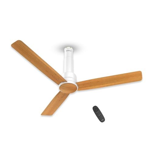 Havells 1200mm Elio Prime BLDC Ceiling Fan | Remote Controlled, High Air Delivery Fan | 5 Star Rated, Upto 60% Energy Saving, 2+1* Year Warranty | (Pack of 1, Pinewood Pearl White)