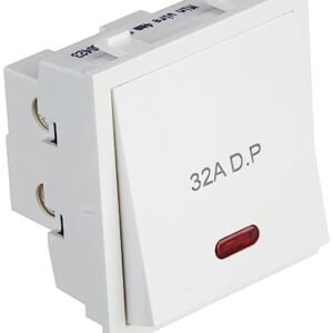 Anchor by panasonic Roma Polycarbonate 1-Way Switch Dura with Neon 21984, White, 32 A, 240V (Pack of 2)