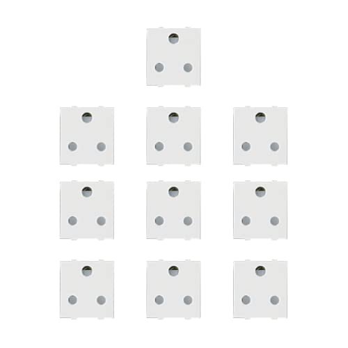 Anchor 6A, 3Pin Round Socket (With Shutter), White, Pack of 10