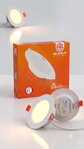 GearUp 7W LED Downlight | 3000K | Built-in 4kV Surge Protection | Energy Efficient Ceiling Recessed Light for Home & Office (Pack of 10) - Image 2