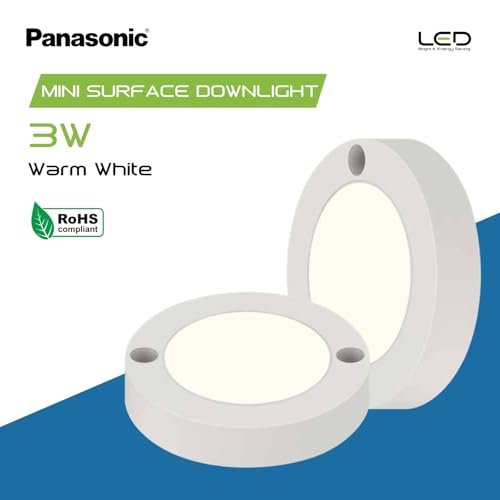 Panasonic 3W LED Mini Modular Surface Downlighter, 3W Round LED Cabinet Light, 2kV Surge Protection, Life 15000 BH, Mini Cabinet Light, Warm White 3000K (PDLM28033R1-2) - Image 4