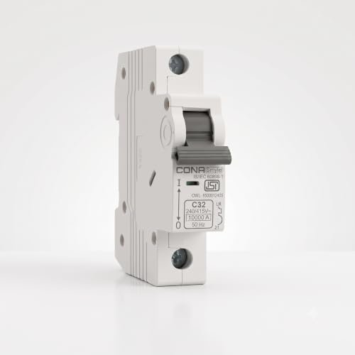 CONA Safetrip B Type 32 Amp, 10 kA Single Pole, Miniature Circuit Breaker (MCB) (Pack of 2)