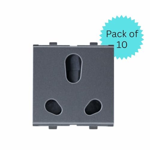 Anchor by Panasonic Penta 2 Module 6A/16A Twin Socket with Shutter (Black, 65205B-10) - Image 2
