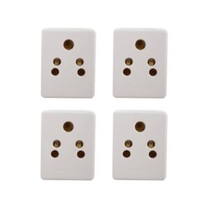 Anchor by Panasonic Deluxe 6A 3 Pin Multiplug adapter with Universal Socket | 3 Pin Multi Plug Socket (Ivory, 3155IV-Pk4)