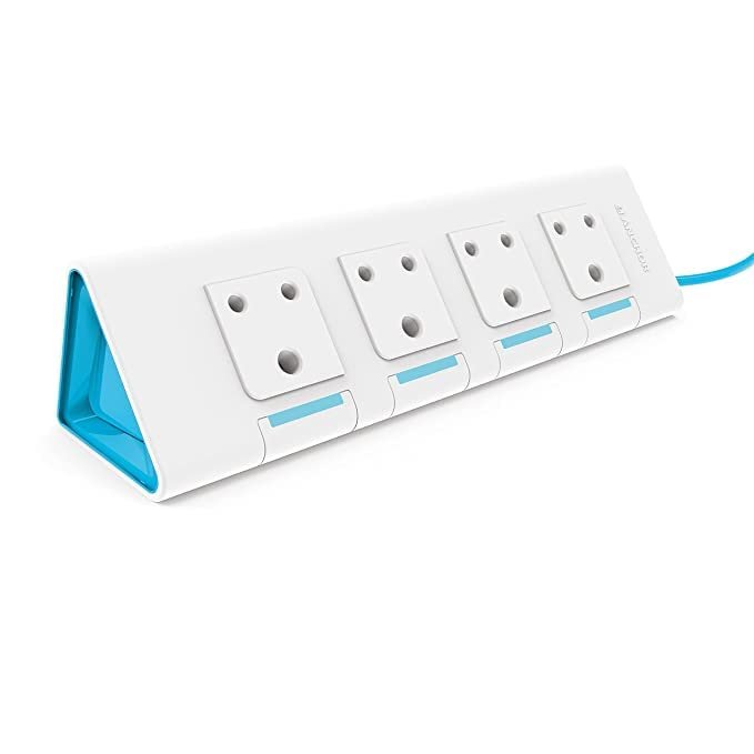 Anchor by panasonic 22062 6A Power Strip 4 Socket Spike Guard 4 Switch, 1.5 Mtr (White & Blue), Blue & White - Image 2