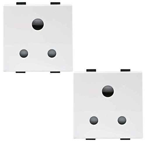 Anchor by Panasonic Roma Plus Modular Polycarbonate 2m 6A 3 Pin Round Socket (White, Pack of 2)
