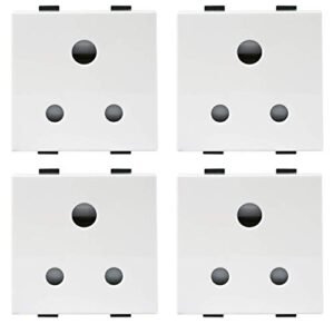 Anchor by Panasonic Roma Plus Modular Polycarbonate 2m 6A 3 Pin Round Socket (White, Pack of 4)
