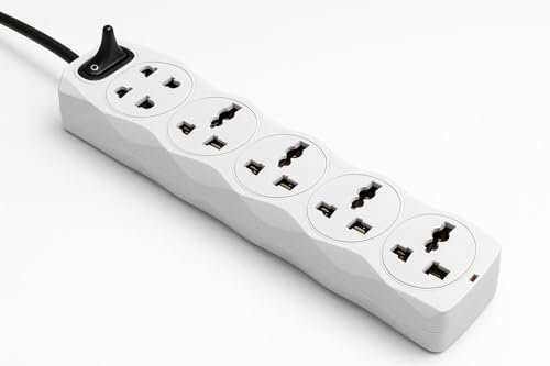 CONA Smyle Gem 6+1 Power Strip | 5 Meter Extension Board with Universal Sockets | Surge Protected Multi Plug Extension Cord | White