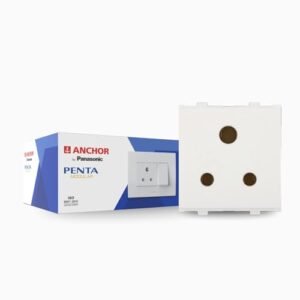 Anchor by Panasonic Penta Modular 2 Module 6 Amp 3 Pin Round Socket W/O Shutter (White, 65208-10)