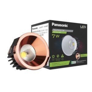 Panasonic 7 Watt Deep Recessed COB False Ceiling Light, Recessed Downlight for Home, Shop, Museum, Restaurant with 56mm Cutout, Rose Gold Reflector, Warm White Light (PDLM43073)