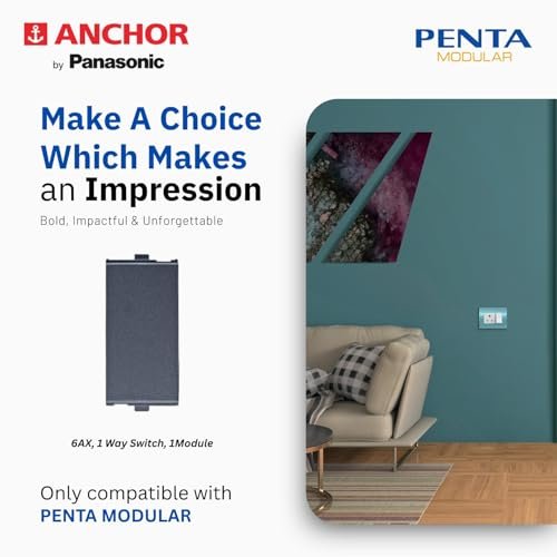 Anchor by Panasonic Penta Modular 6AX 1 Way Switch, 1 Module 1 Way Switch (Black, 65001B-20) - Image 3