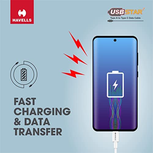 Havells USB Star- Type A to Type C Data Cable 65W, 5A - Image 4
