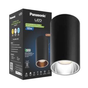 Panasonic 18W Cylindrical Surface Spot Light, Silver Reflector, Ceiling Light for Home with Silver Reflector (Warm White - PDSM01183)