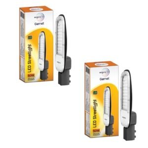 wipro Garnet 50W Led Street Light Cool Day White (6500K) | Ip66 Water Proof Outdoor Light | Lens Technology | Corded Electric | Aluminium Heat Sink | 4Kv Surge, 440V High Voltage Protection | Pack 1