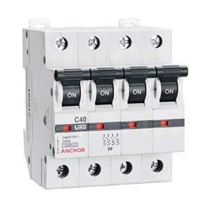 Anchor by Panasonic UNO 32 Amp Four Pole C Curve MCB | ISI Marked Four Pole 32A Miniature Circuit Breaker (98046-2)