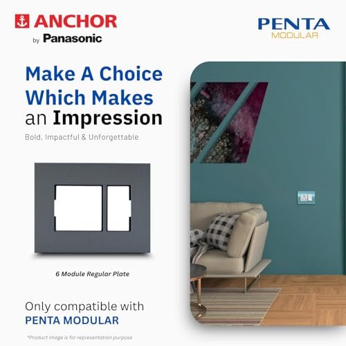 Anchor by Panasonic Penta 6 Module Black Regular Cover Plate for Switch Board (Black, 65906B-10) - Image 3