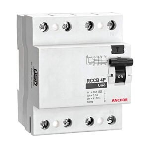Anchor by Panasonic UNO Series RCCB 40 AMP 100mA Four Pole Residual Current Circuit Breaker (White, 98220-2)