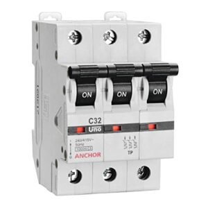 Anchor by Panasonic UNO 63 Amp Triple Pole C Curve MCB | ISI Marked Double Pole 63A Miniature Circuit Breaker (98032)