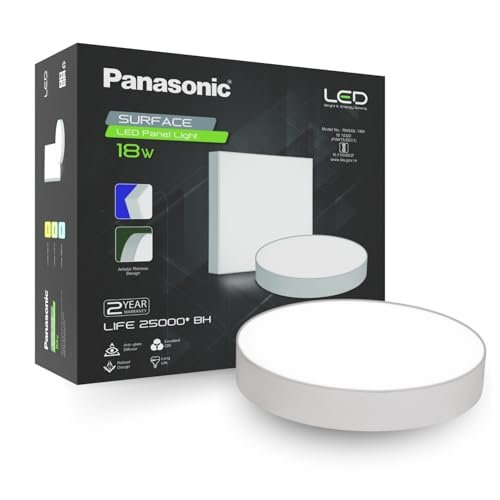 Panasonic 18 Watt LED Rimless Surface Panel Light | Elegant Rimless Design | Surface Mounted LED Down Light for Ceiling (Round, White, Pack of 1)