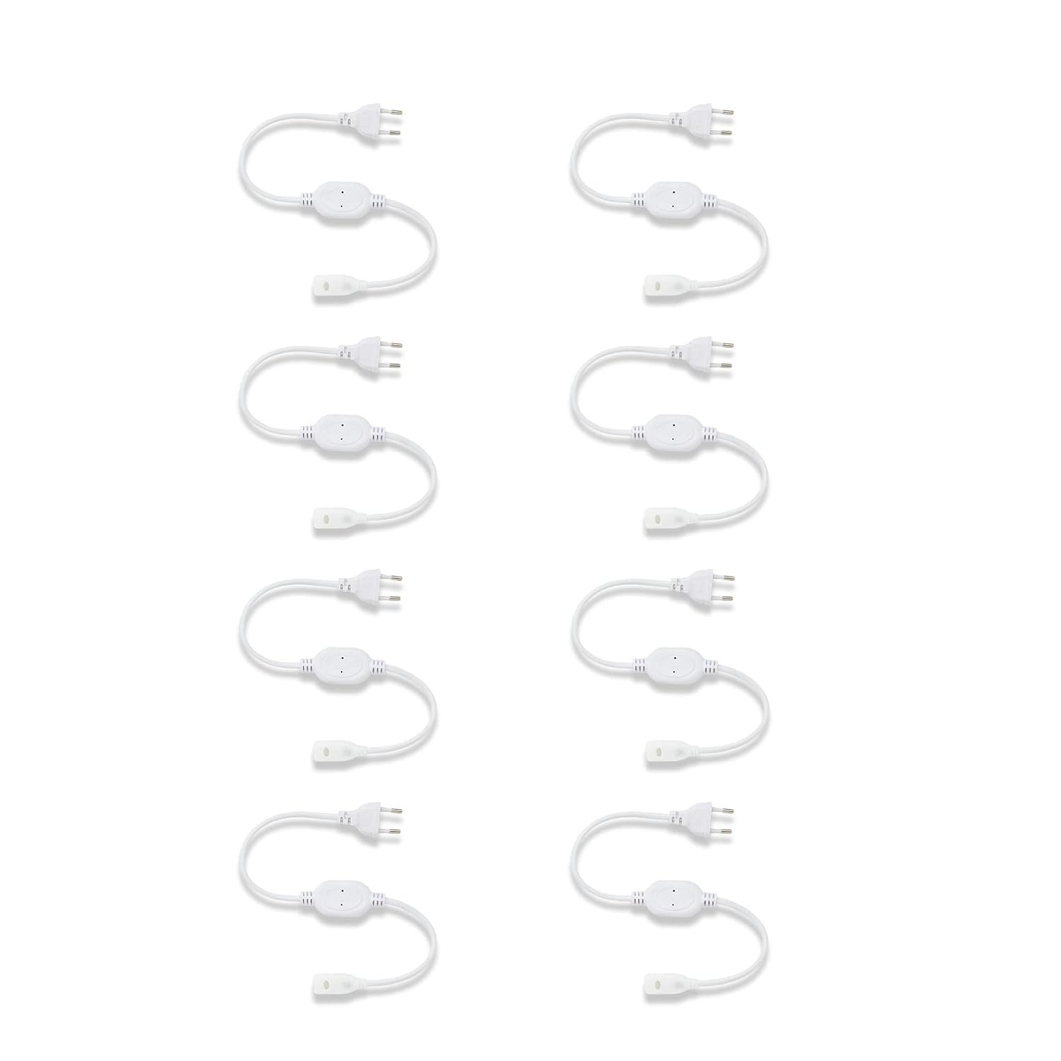 GEARUP AC PIN Connector Adaptor Cable for SMD 2835-120 LED Rope Light (Pack of 6), White