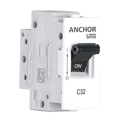 Anchor by Panasonic UNO Mini Modular 20 Amp Single Pole C Curve MCB | ISI Marked Single Pole 20A Miniature Circuit Breaker (98072-2)