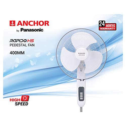 Anchor by Panasonic Rapido High Speed Pedestal Fan | 400 mm High Speed Pedestal fan (2 Yrs Warranty) (Grey, 1 Piece) - Image 3