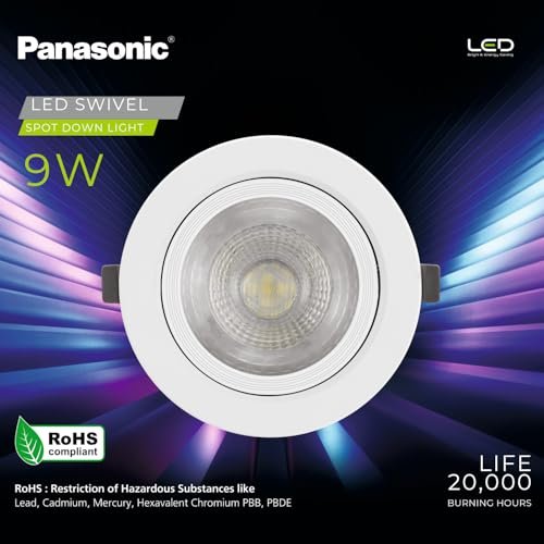 Panasonic 9W LED Swivel Downlight, Recessed Downlight for False Ceiling, Cutout 90mm, Warm White Light (PDLM40093) - Image 7