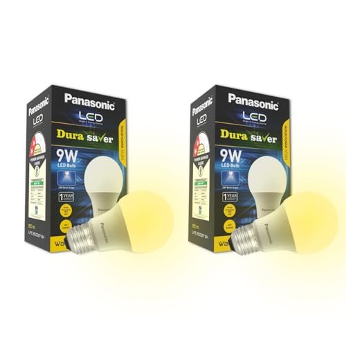 Panasonic Dura Saver 9W Bulb, E27 LED Bulb Base For Home & Office, 1 Year Warranty, Energy Efficiet, 3000K Warm White Light (Pack of 2)