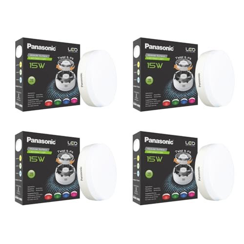 Panasonic 15W LED Round Downlight for Ceiling | Twist & Fit Round LED Modular Surface Ceiling Light for Home & Hall (Cool White,PDLM22157-4)