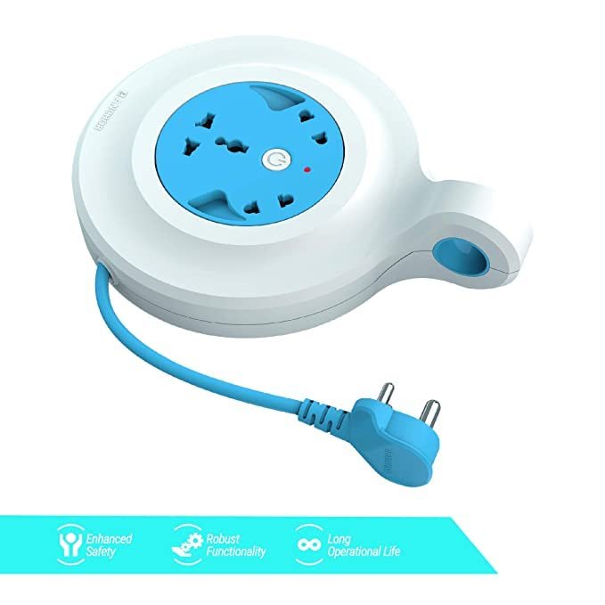 anchor by panasonic 5223 Diamond 6A Flexi Cord 3 Pin 4 Mtr Socket (Blue & White), Pack of 2 - Image 2