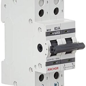 Anchor by Panasonic 98084 UNO Series 63 Ampere Dual Pole Change Over Switch Circuit Breaker Safe Reliable Protection, (White, Pack of 2)