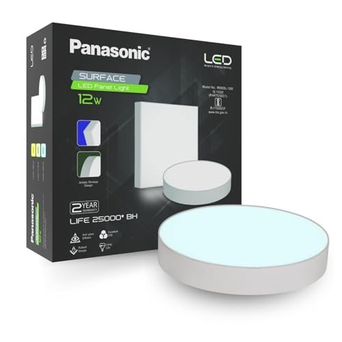 Panasonic 12W Rimless Surface Panel Light, LED Round Rimless Surface Downlight, 4kV Surge Protection, 25000+ Hrs Life, 2-Year Warranty, Cool White Light (PPAM16127R1)