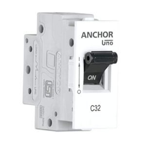 Anchor by Panasonic UNO Mini Modular 20 Amp Single Pole C Curve MCB | ISI Marked Single Pole 20A Miniature Circuit Breaker (98072)
