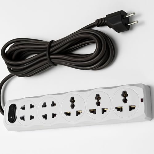 CONA Smyle Gem 6+1 Power Strip | 5 Meter Extension Board with Universal Sockets | Surge Protected Multi Plug Extension Cord | White - Image 3