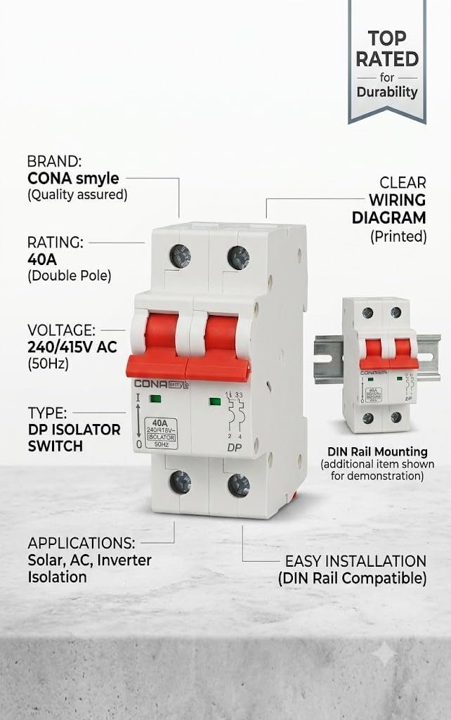 CONA SMYLE SAFETRIP 40A DOUBLE POLE ISOLATOR - Image 2