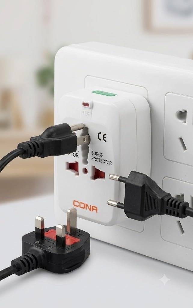 Cona Polo Universal Travel Adapter with 6A AC Socket Output,Universal AC Socket, All in One International Travel Fast Charging Adapter,Suitable for 180+ Countries US,UK,EU,AUS,Etc - Image 3