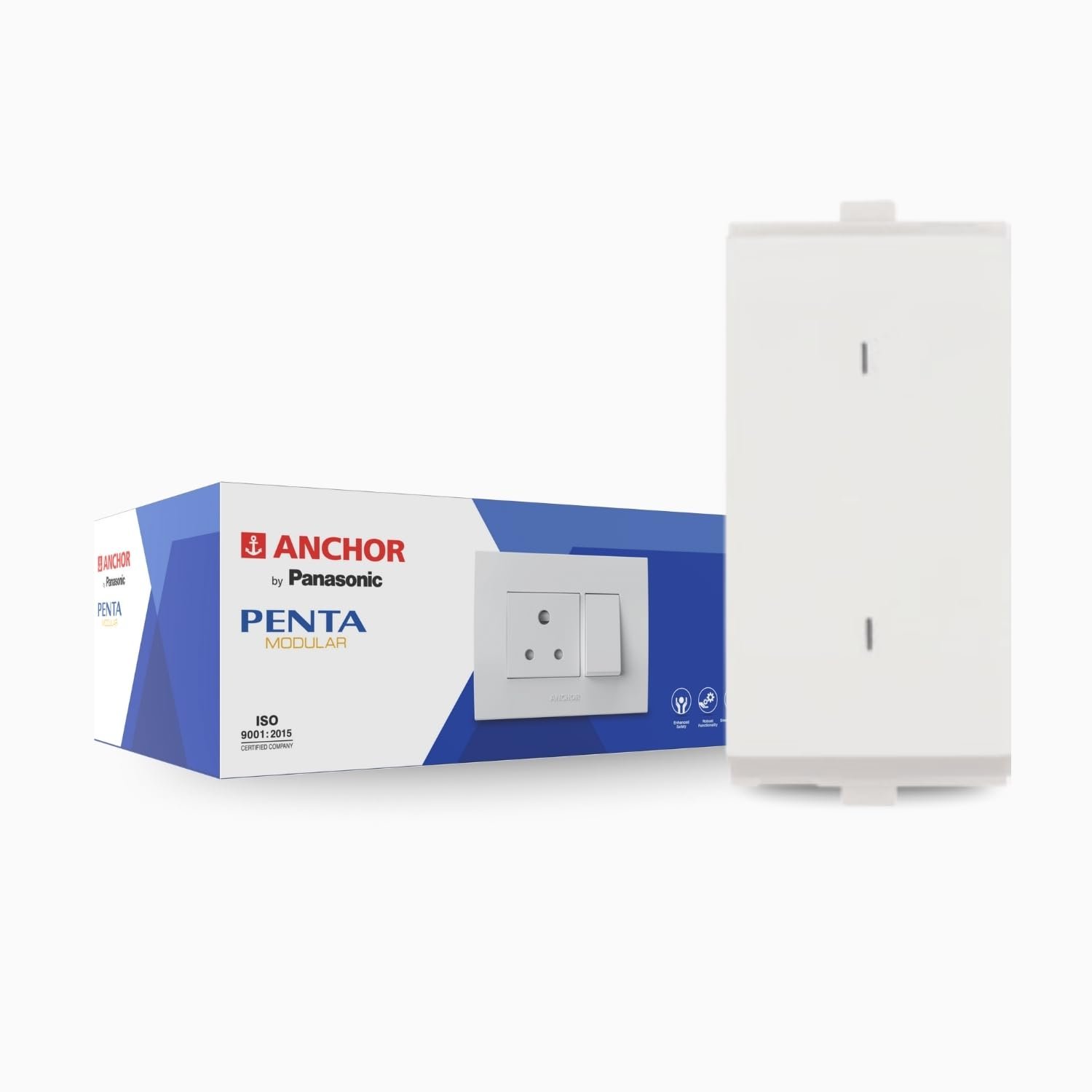 Anchor by Panasonic Penta Modular 6AX Two Way Switch, 1M Switch for Low to Medium Home Appliances (White, 65002)