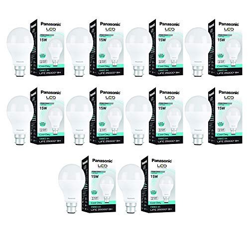 Panasonic Base B22 15-Watt Cool Day Light LED Bulb (White)- Pack of 10