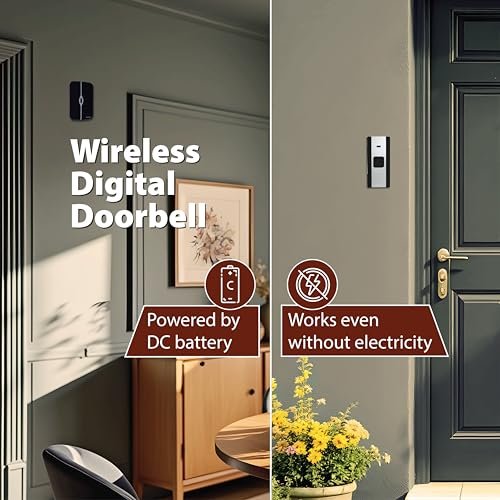 Havells Tango Wireless Digital Doorbell (White & Black), 25 Chime Melodies, 3 Volume Levels, 100m 433.92MHz Open Air Receiver and Transmitter Range,Loved by Users for LED Stylish and Superb Longevity - Image 2