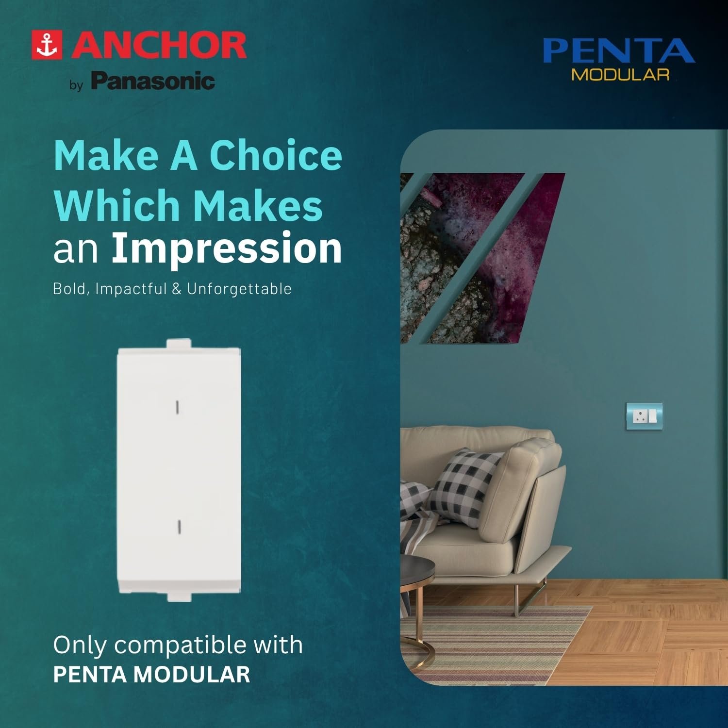Anchor by Panasonic Penta Modular 6AX Two Way Switch, 1M Switch for Low to Medium Home Appliances (White, 65002) - Image 4